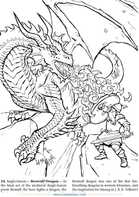 Free Knight & Dragon Coloring | Free Coloring Daily