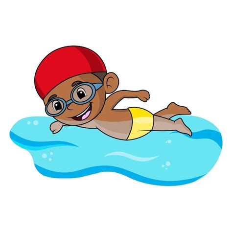 Premium Vector | Cute africanamerican kid swimming clipart