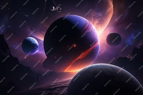 Premium AI Image | Dark deep space with giant planets in space