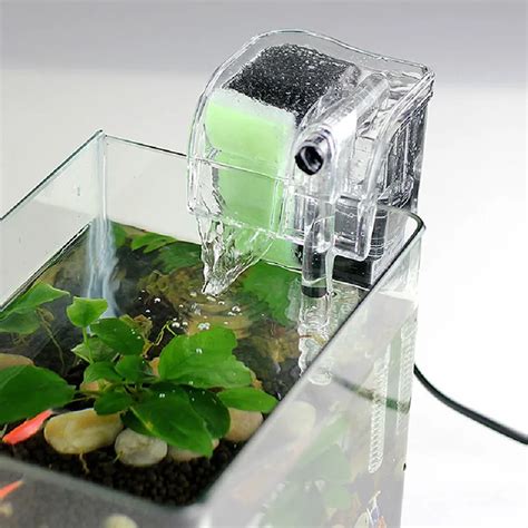 Mini Aquarium Power Filter Hang On Slim Filter Waterfall Water ...