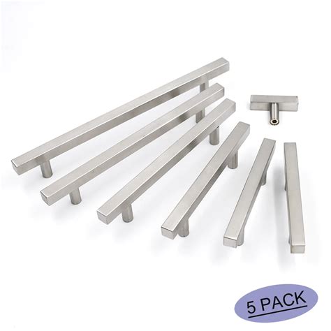 Stainless Steel Cabinet Pulls Goldenwarm LSJ22BSS Square Tube Brushed ...