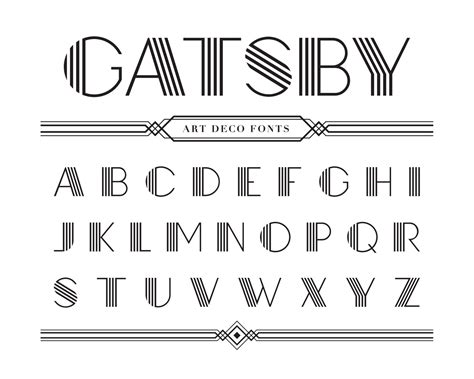 Gatsby font and alphabet letter, Art deco style 5521653 Vector Art at ...