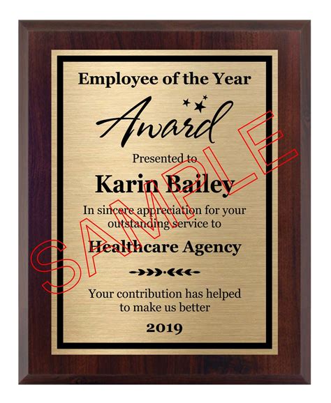 8x10 Employee of the Year Award Plaque - Etsy