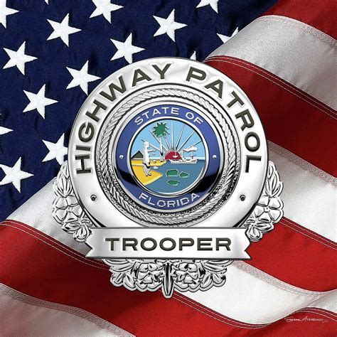 Florida Highway Patrol - F H P Trooper Badge over American Flag Digital ...