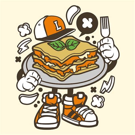 Lasagna cartoon character | Premium Vector