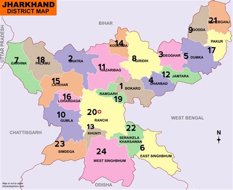 Jharkhand District Map of Harwichd District, West Bengal, India