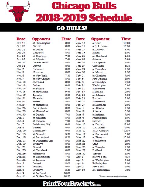 Chicago Bulls Printable Schedule 2021 18 - PrintableSchedule.net ...