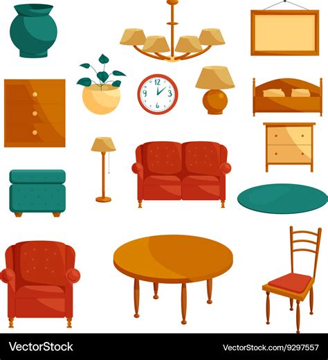 Furniture icons set cartoon style Royalty Free Vector Image