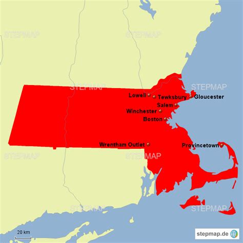 StepMap - Massachusetts - Landkarte für USA