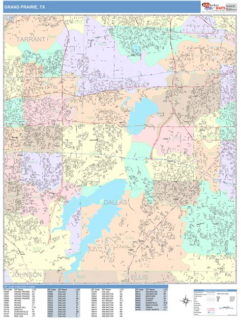 Grand Prairie Texas Wall Map (Color Cast Style) by MarketMAPS - MapSales