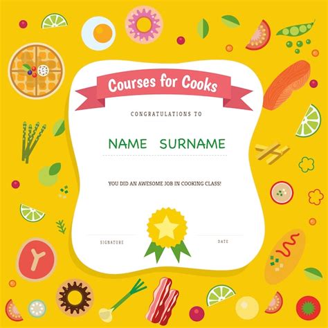 Free Vector | Cooking course certificate