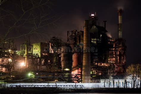 Industrial plant at night stock photo. Image of architecture - 119047038