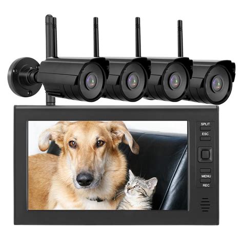 Kritne 7 Inch LCD Wireless WIFI 4CH Security Monitor System Display Camera 4pcs IR Cameras TF ...