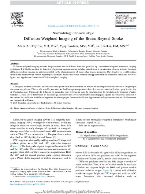 (PDF) Diffusion-weighted imaging of the brain: beyond stroke | Adam A Dmytriw - Academia.edu