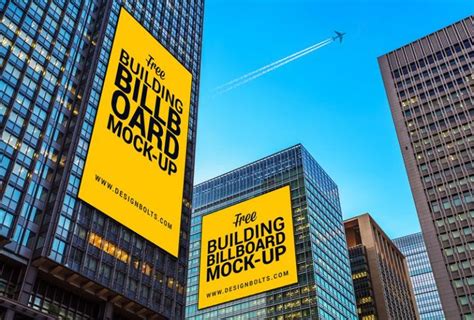 Low-Angle View, Outdoor Building Advertising Banners Mockup Free Download | Resource Boy