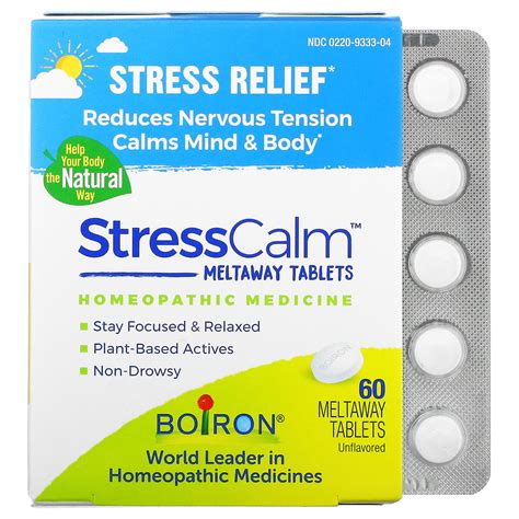 Boiron, Stress Calm Meltaway Tablets, Stress Relief, Unflavored, 60 Meltaway Tablets