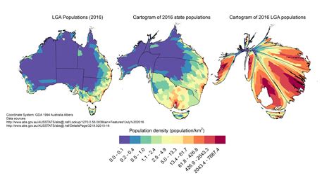 Australian population cartogram - Vivid Maps