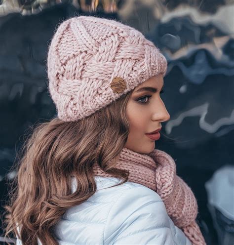 Pink Alpaca wool hat and scarf Winter Set women Cozy Knitted | Etsy ...