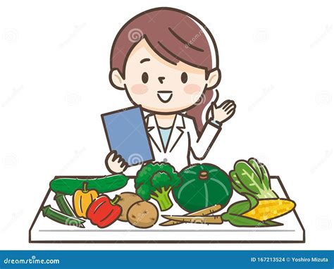 Joven Mujer Nutricionista E Ingredientes Ilustración del Vector - Ilustración de frutas, adulto ...