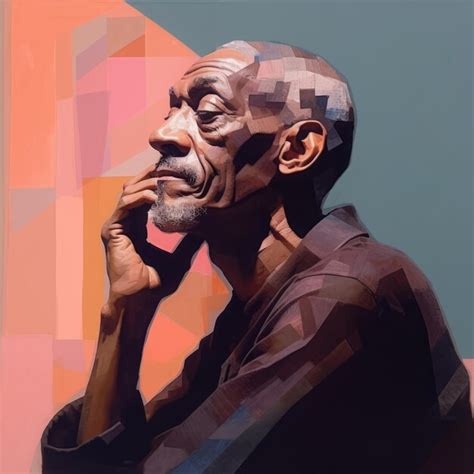 Premium AI Image | Black old man in thinking and doubts oil painted illustration Male character ...