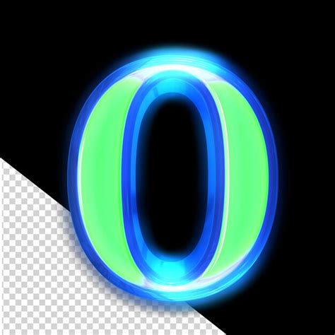 Premium PSD | Green 3d symbol glowing around the edges letter o