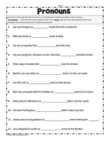 Identifying Pronouns Worksheet Pronoun Worksheets Nouns And Pronouns | Hot Sex Picture