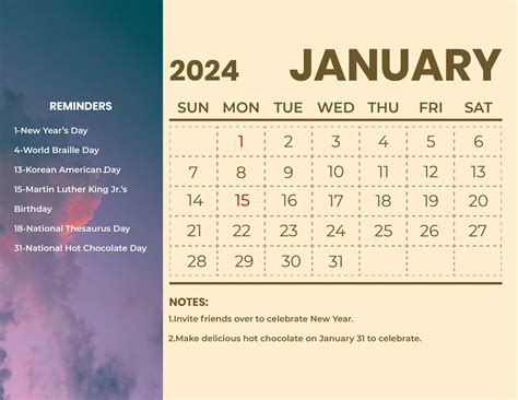 Free January 2024 Calendar Printable Templates