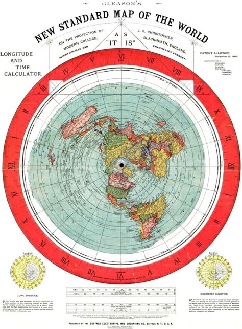 Amazon.com: Gleason's New Standard Map of the World [Flat Earth] : circa 1892 24X36 CANVAS ...