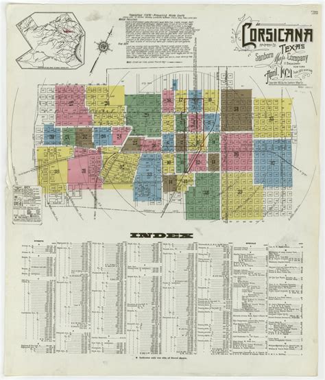 Corsicana 1921 Sheet 1 - Side 1 of 1 - The Portal to Texas History