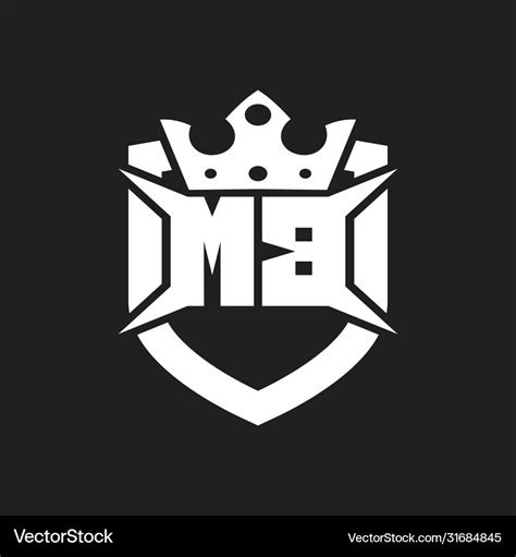 Mb logo monogram isolated with shield and crown Vector Image