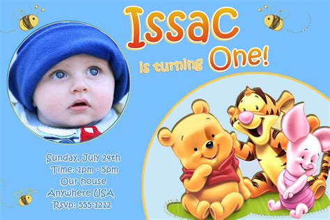 Winnie the Pooh 1st Birthday Invitations by Createphotocards4u