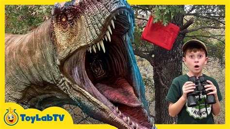 Dinosaurs & Park Rangers Face Off! Giant T-Rex Dinosaur Adventure & Jurassic World Surprise Toys ...