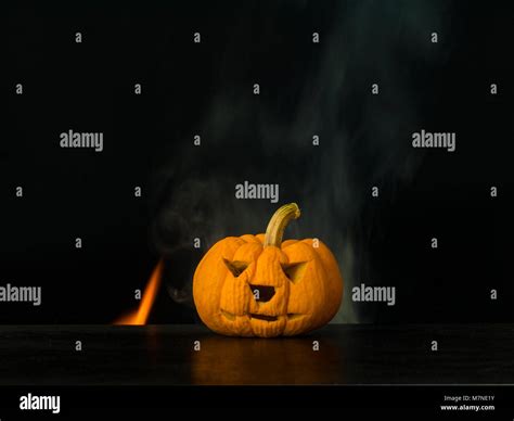 pumpkin on fire background, isolate black background Stock Photo - Alamy