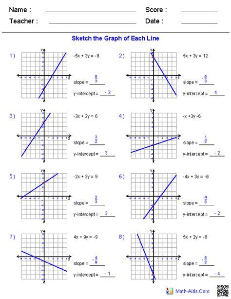 Worksheets For Graphing Linear Equations