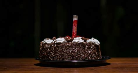 Chocolate Cake With Candles To Celebrate The Birthday Stock Footage Video 12761042 | Shutterstock