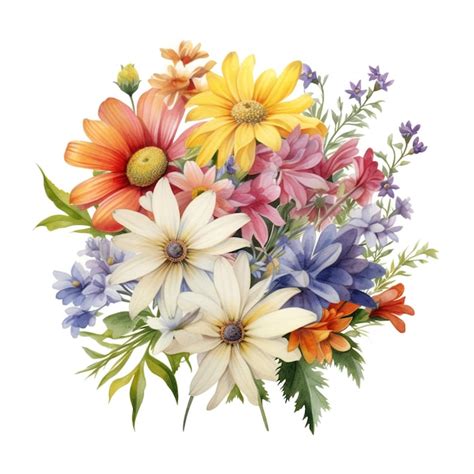 Premium AI Image | Composition of flowers painted in watercolor