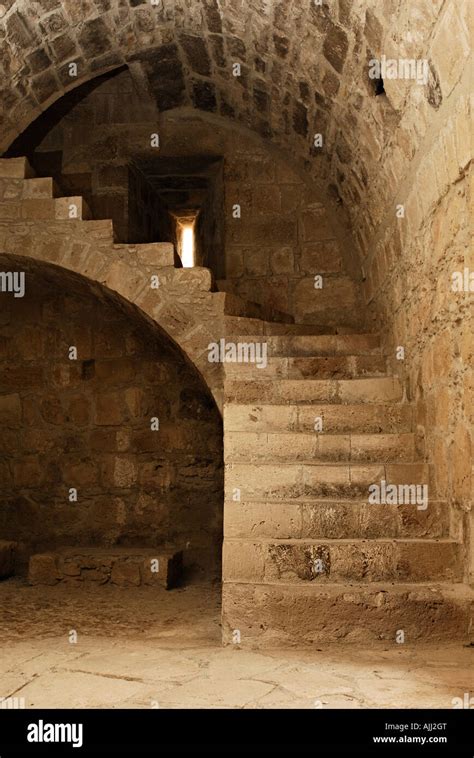 Stone staircase and arched ceiling Interior of medieval castle Stock Photo, Royalty Free Image ...