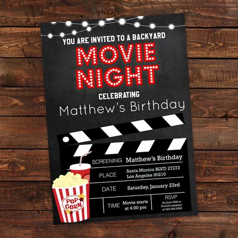 Movie Party Invitation Template Beautiful Printable Backyard Movie Night Party Invi… | Movie ...