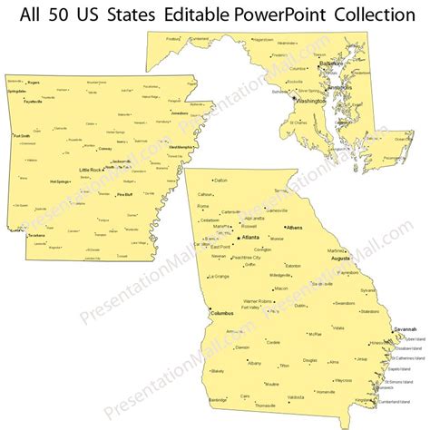 US State Outline Maps with Major Cities - PowerPoint, PowerPoint map, Major US city map, us map ...