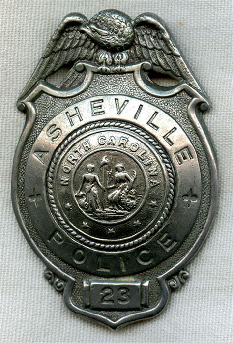 Scarce 1930's Asheville, North Carolina Police Badge in Stamped Nickel ...