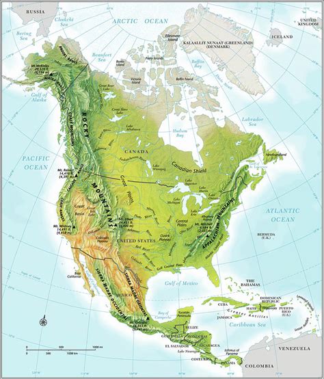 North America Continent Map, Relief by Globe Turner, Llc