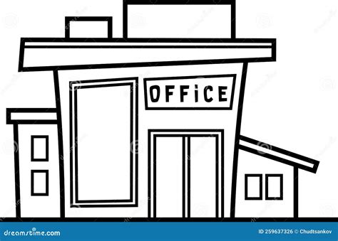 Outlined Cartoon Office Building Stock Vector - Illustration of ...