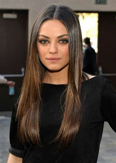 Mila Kunis. Brunette. Subtle ombre | Long hair styles, Long straight ...