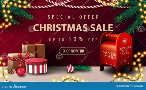 Special Offer, Christmas Sale, Up To 50 Off, Discount Banner with ...