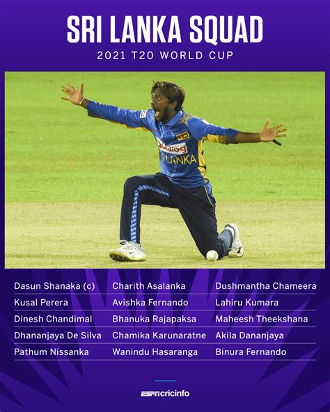 Sri Lanka's 15-member squad for the T20 World Cup | ESPNcricinfo.com