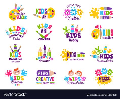 Creative kids logo craft and painting creativity Vector Image