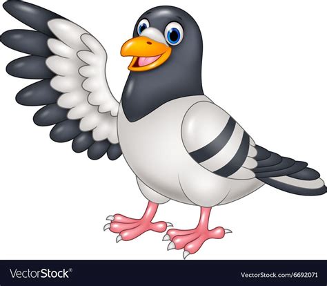 Illustration of Cartoon funny Pigeon bird presenting isolated on white ...