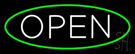 Open Oval Green White LED Neon Sign - Open Neon Signs - Everything Neon