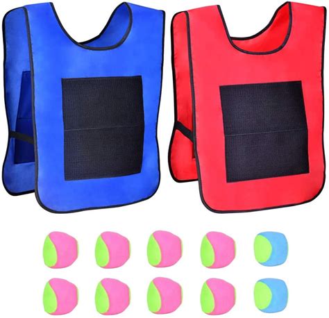 Velcro Ball Game, 2 Target Vests With 10 Velcro Balls Throwing Game With Adhesive Jacket Velcro ...