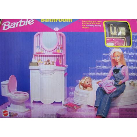 Amazon.com: Barbie Folding Pretty House BATHROOM Playset (1997 Arcotoys ...